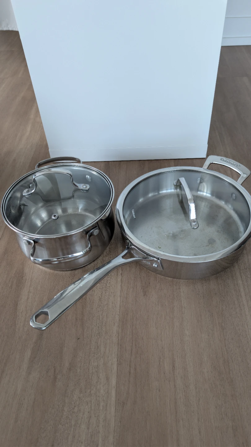 Cuisinart 3Qt Saute Pan & Bergner Pot Set with Glass Lids