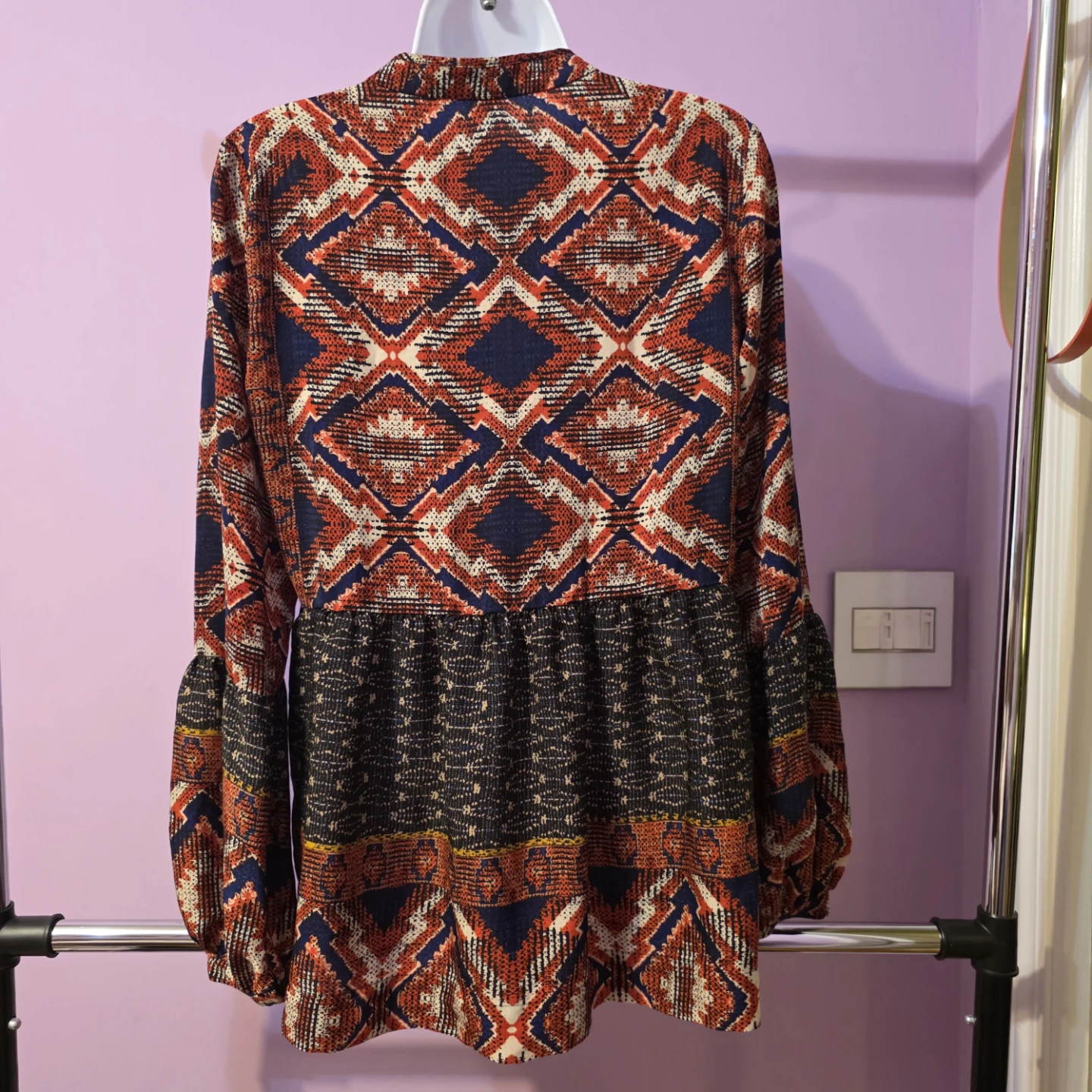 Konrad +Joseph Long Sleeve Printed Peplum Blouse Size S - photo 2