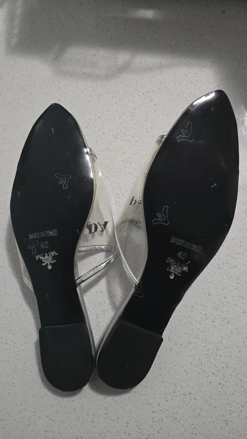 Prada Silver Clear Mules Size 40