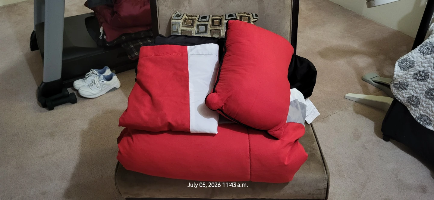 Red, Black, White, and Grey Striped Comforter Set - photo 4