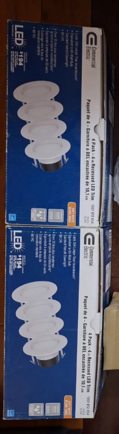 Commercial Electric 4-Pack 4-inch LED Recessed Trim