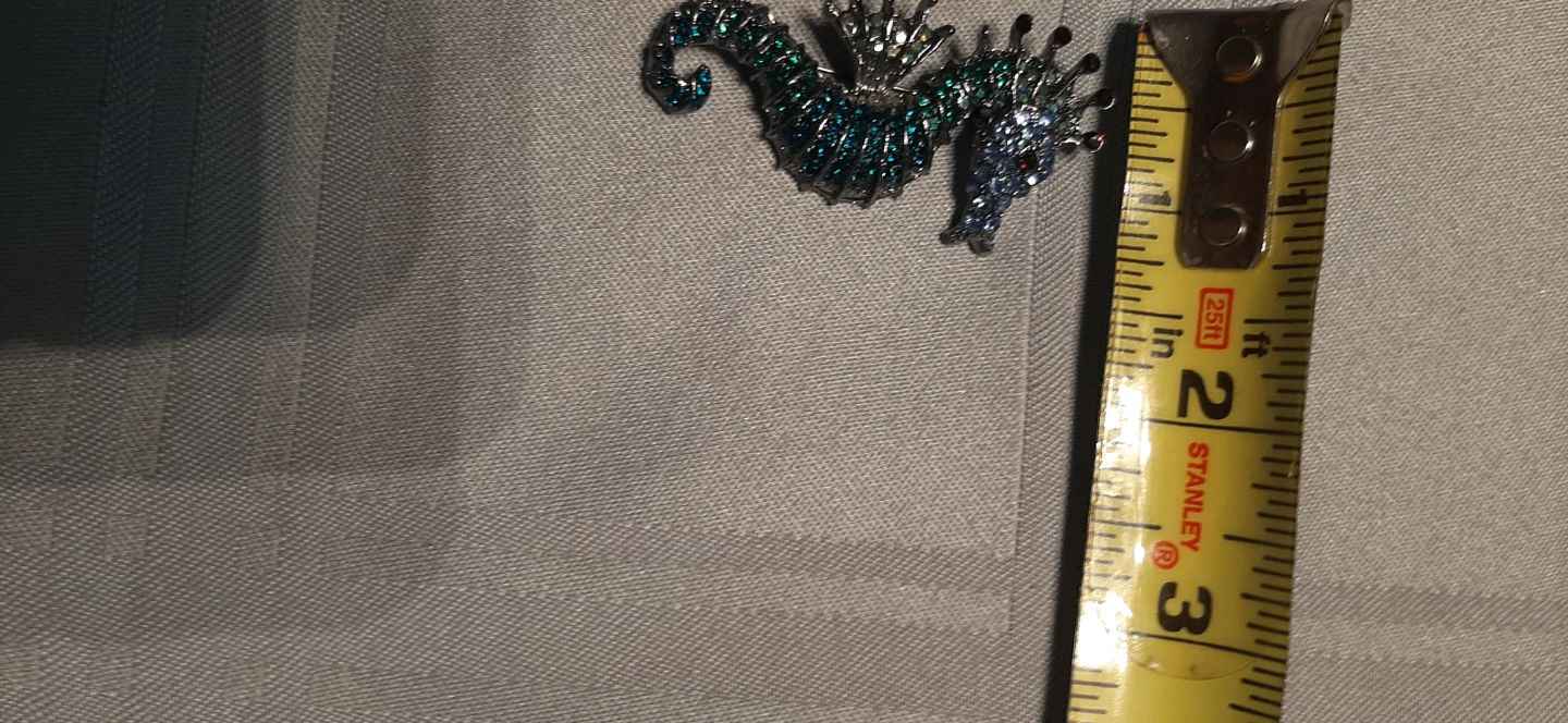 seahorse brooch featuring blue & green stones. - photo 4