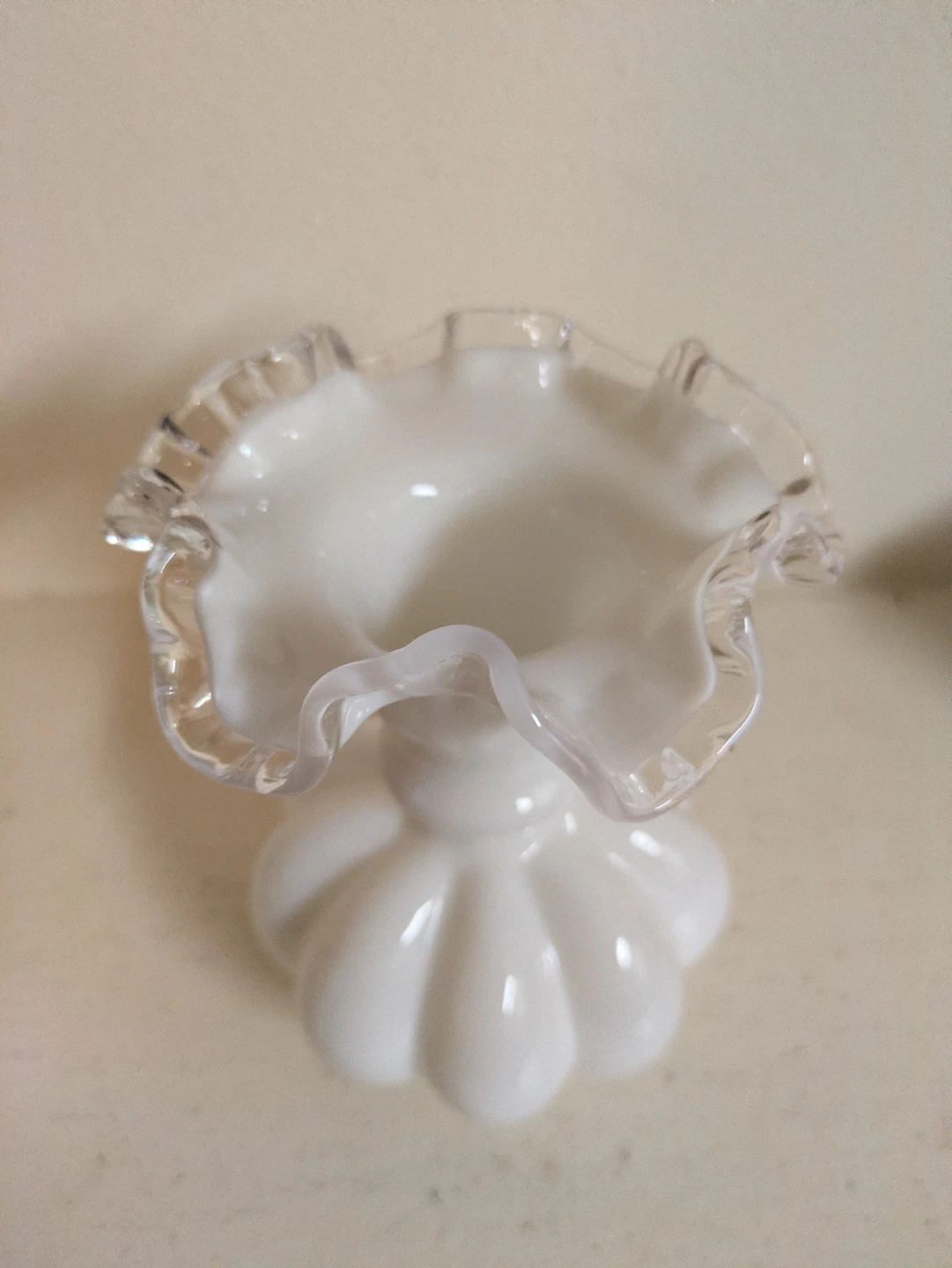Antique Fenton Milk Glass Melon Vase - photo 2