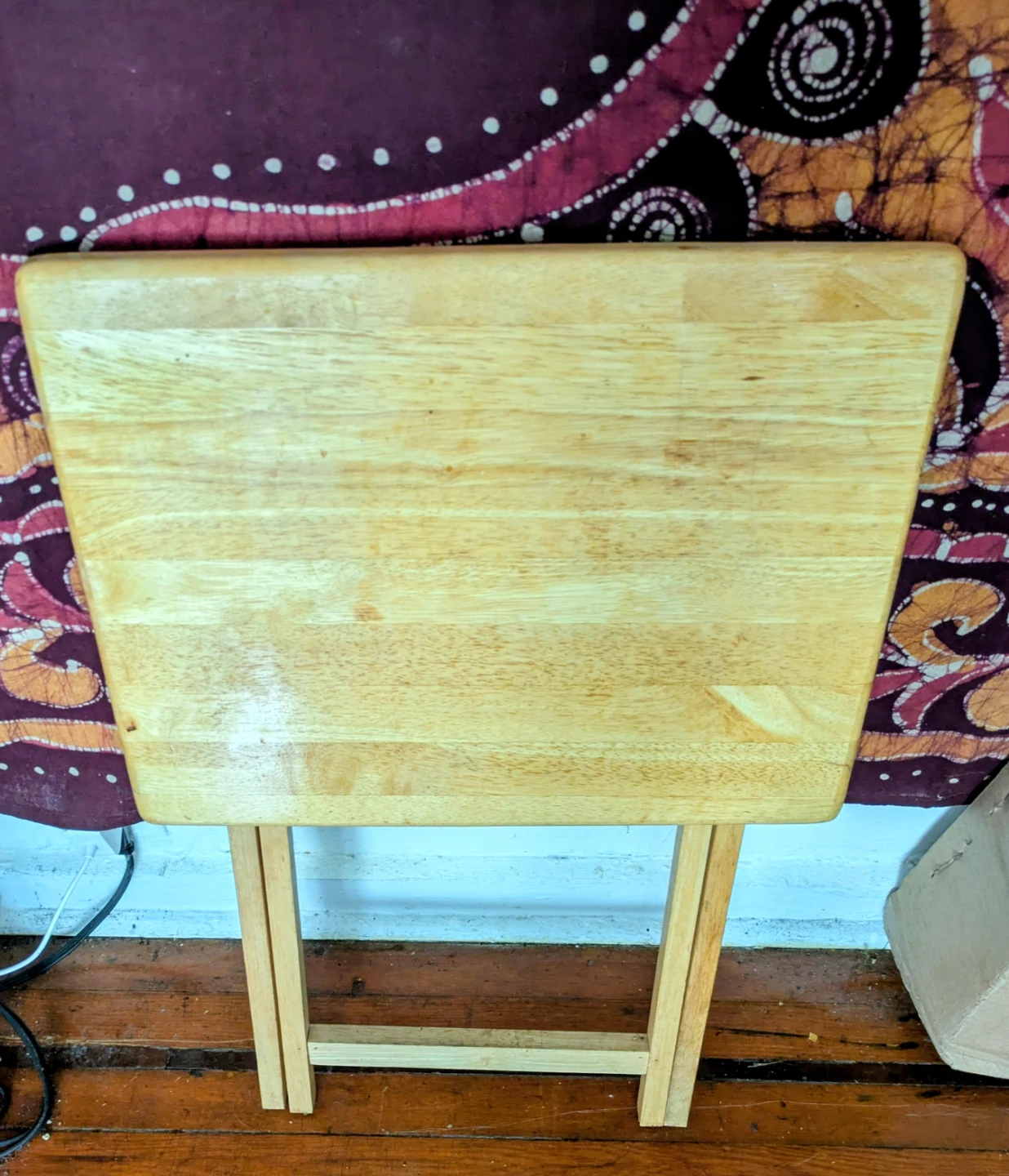 Natural Wood Folding TV Tray Table - photo 2