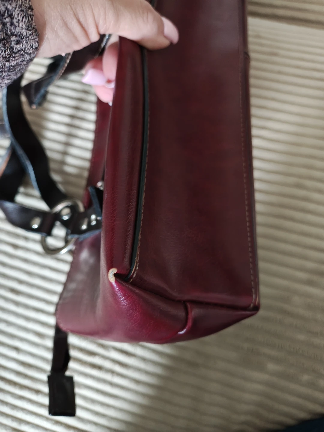 Red leather handbag - photo 5