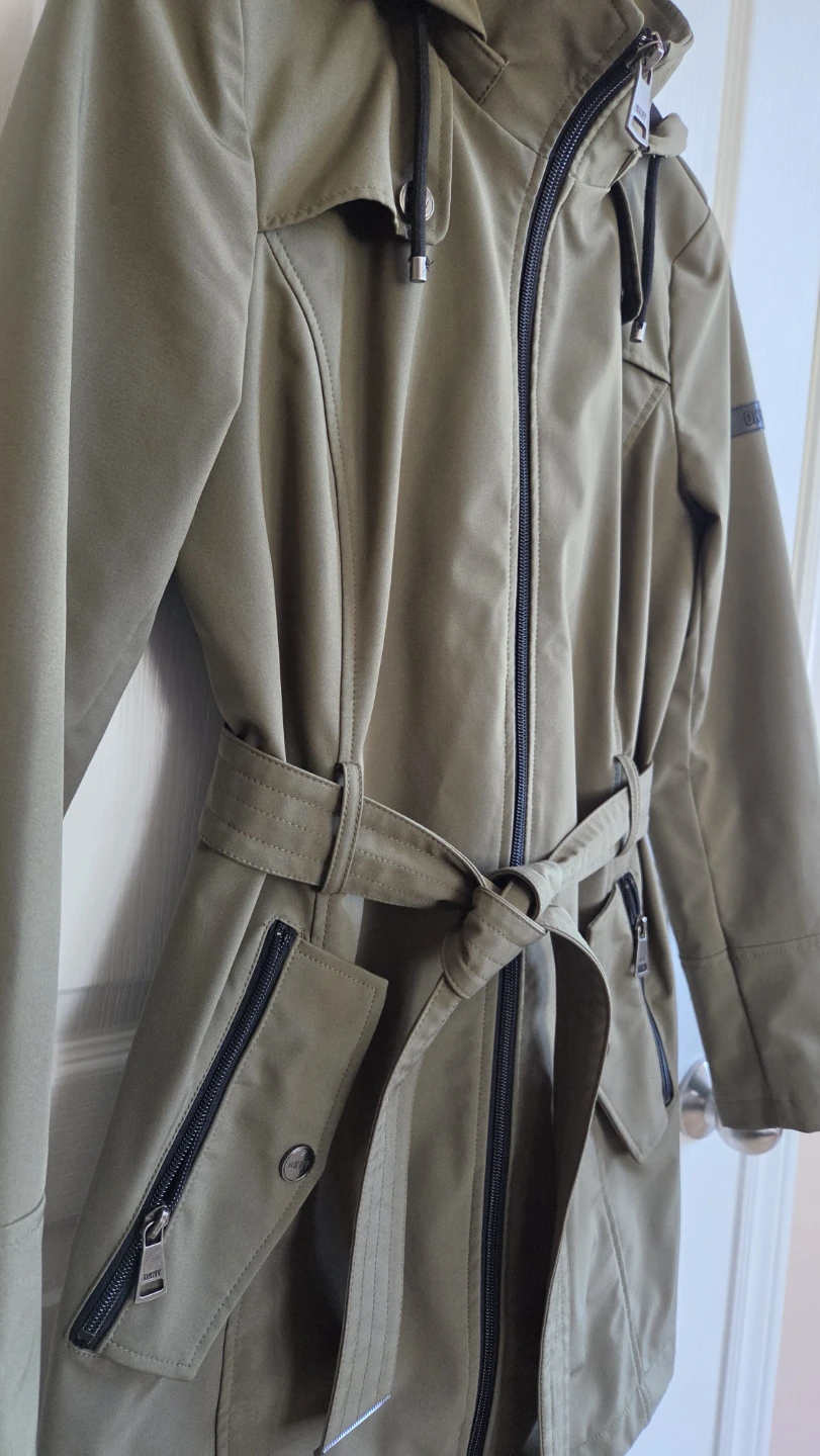 DKNY Olive Green Hooded Trench Jacket - photo 2