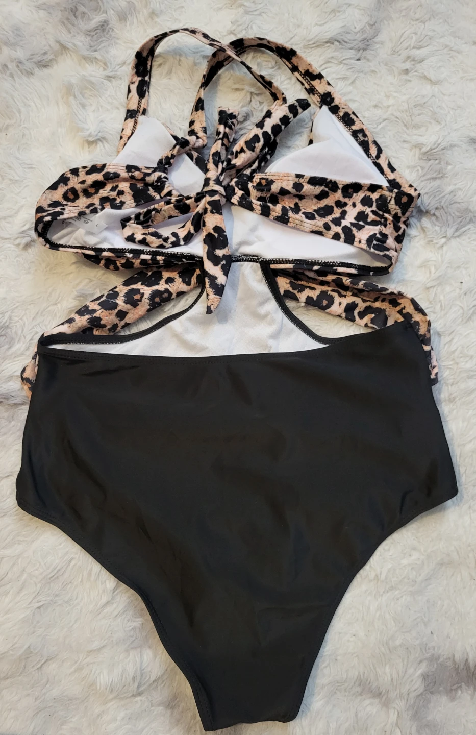 New Woman's Large Leopard Print Cut-Out Swimsuit - photo 4