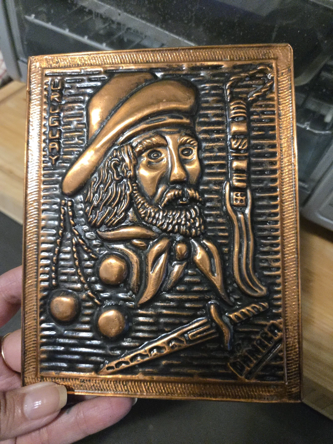 Vintage Uruguayan Gaucho Copper Relief Wall Plaque