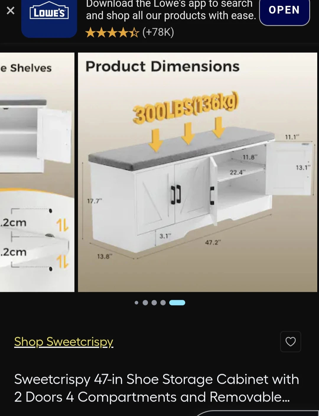 Sweetcrispy 47-inch Shoe Storage Bench - photo 3