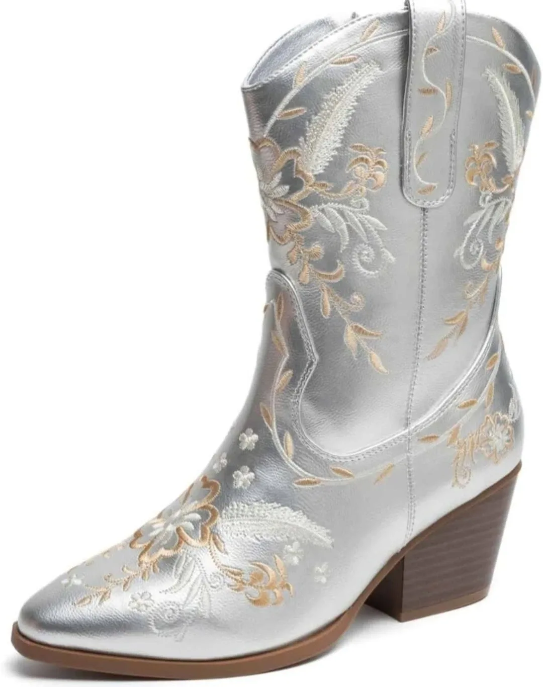 Anjoufemme Silver Embroidered Cowboy Boots - photo 2