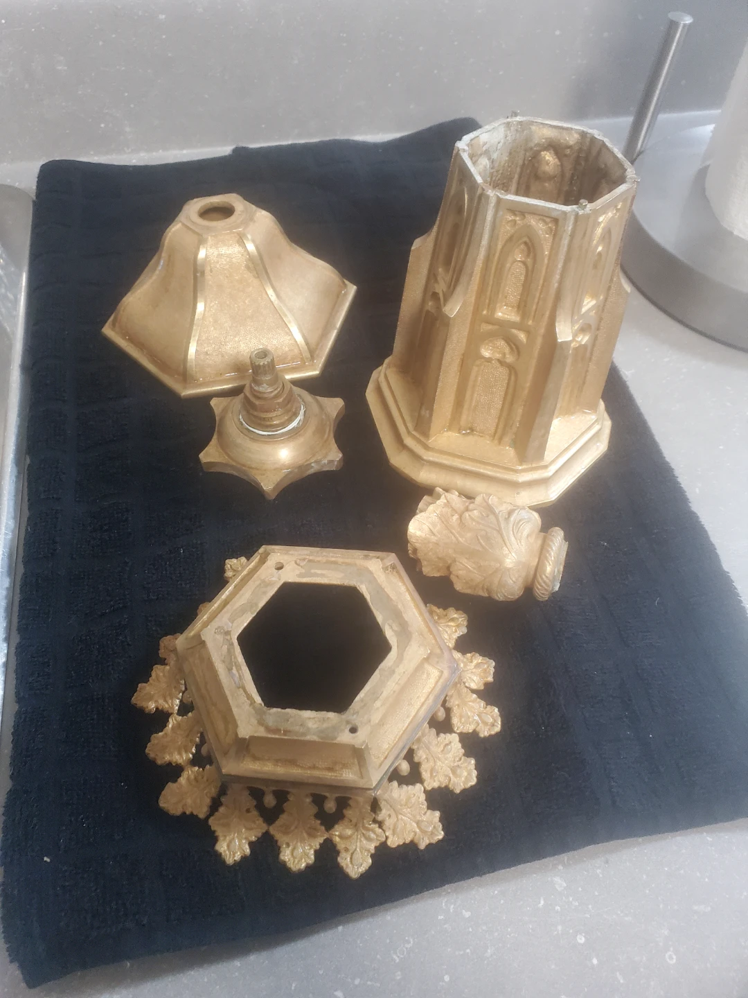 Antique Brass Lamp Pieces - 1 PC. Marked EMCO 1057N