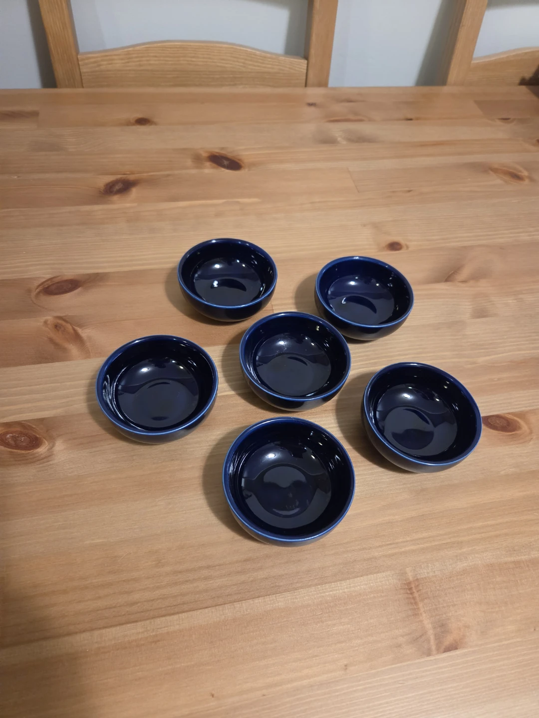 Set of 6 Small Blue Ceramic Bowls