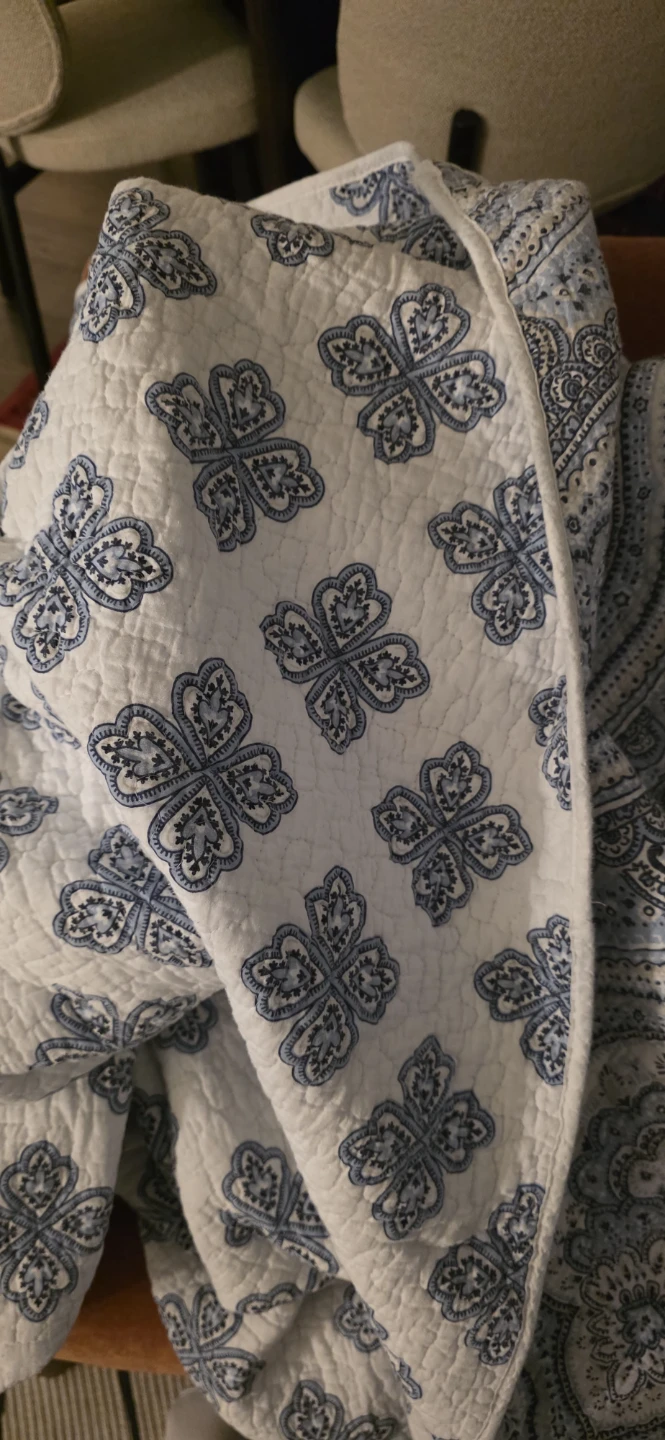 Tahari Blue and White cotton Paisley coverlet - photo 2