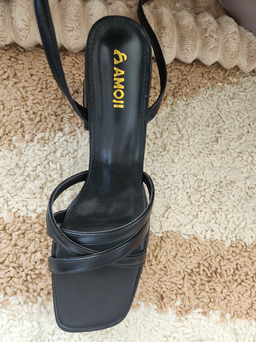 Amoji Black Block Heel Sandals Size 39 - photo 5