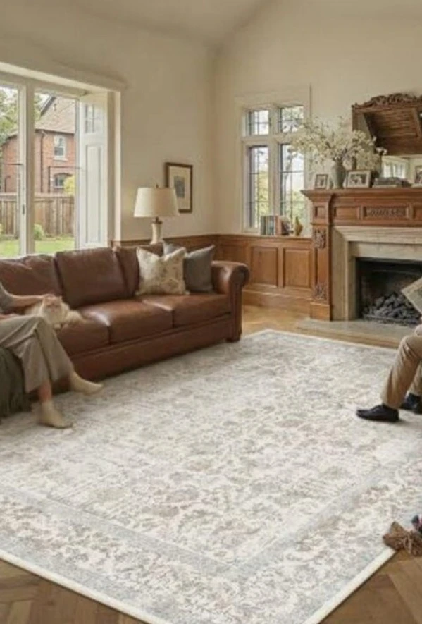 Vintage-Style Area Rug 8× 10 Machine Washable Rug - photo 3