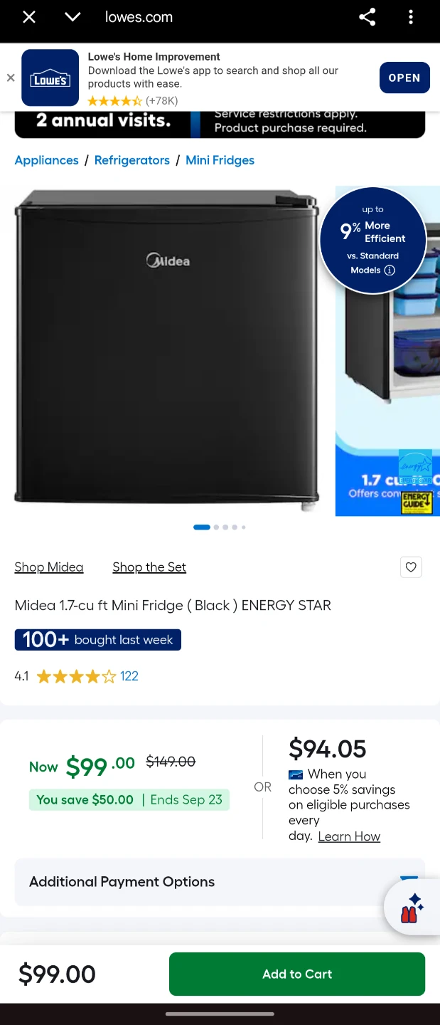 Midea 1.7 cu ft Mini Fridge - Black - photo 2