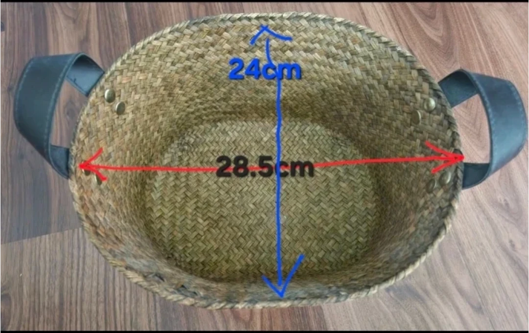 🏈 Woven Straw Basket with Leather Handles - photo 4