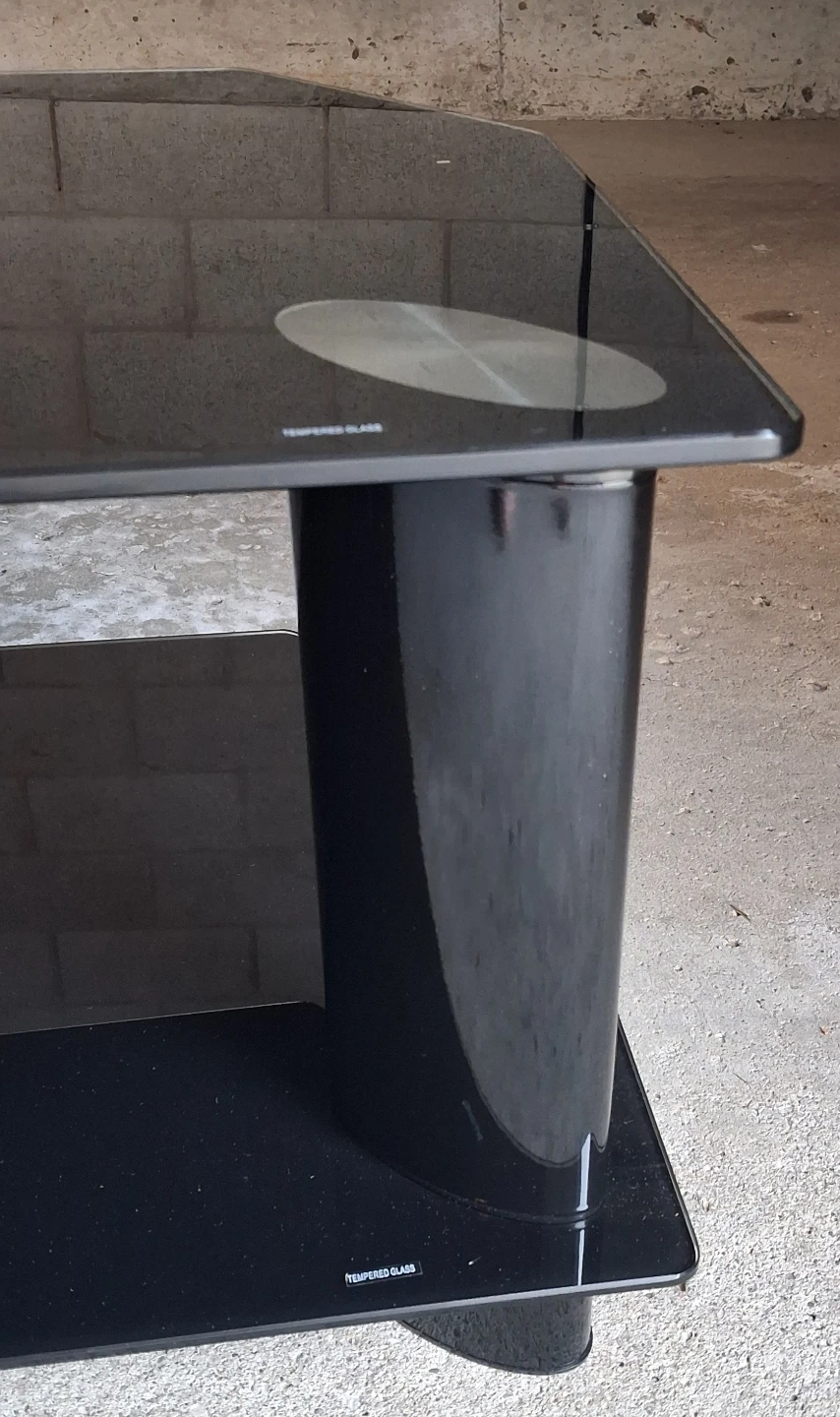 Black Tempered Glass TV Stand - photo 4