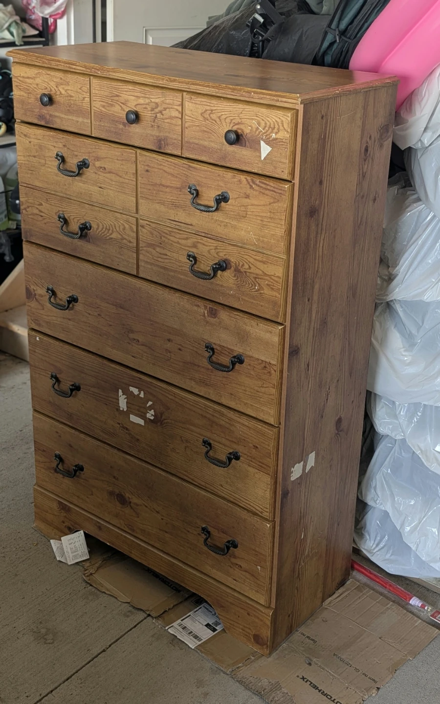 Tall wooden dresser in good shape