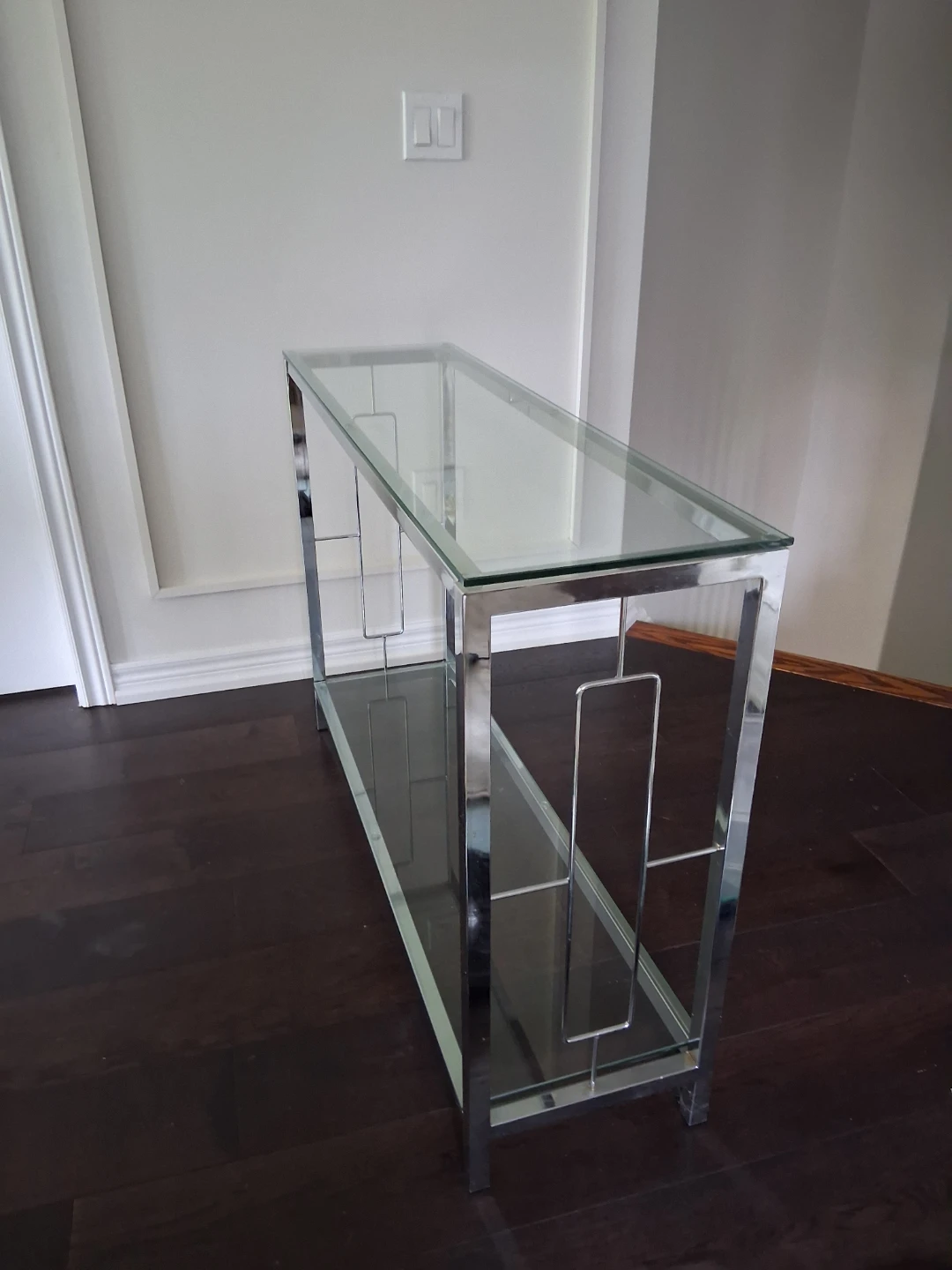 Chrome and glass console table - photo 2