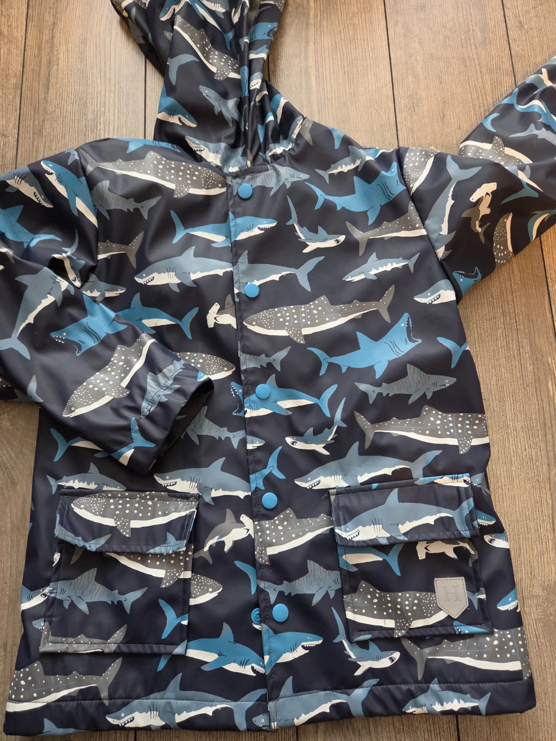 🏈Hatley Kids Shark Raincoat kids Size 7 - photo 2