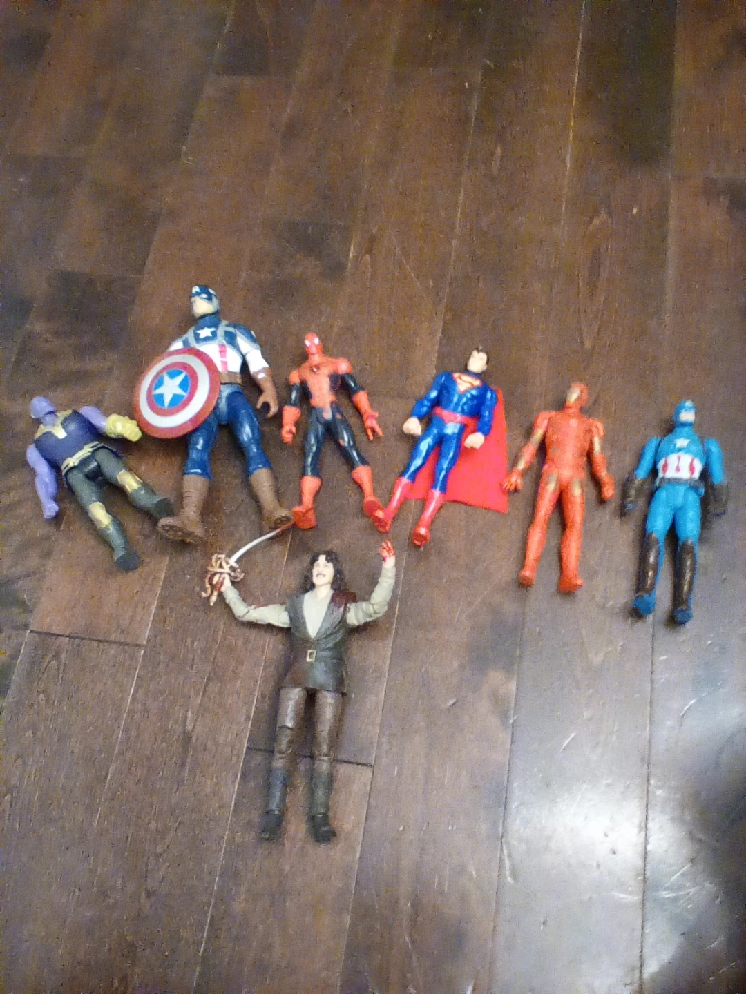 Set of 7 Action Figures including Marvel and DC characters