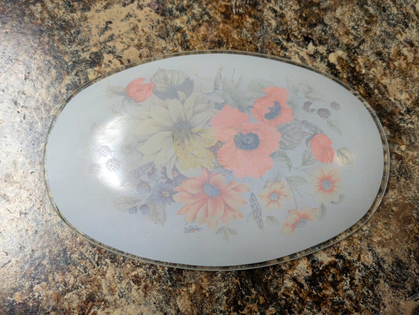 Vintage Floral Glass Serving Platter - photo 2