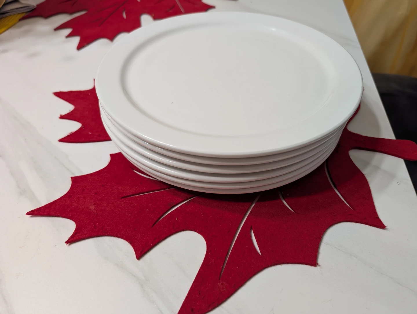 Set of 6 White Ceramic Round Plates