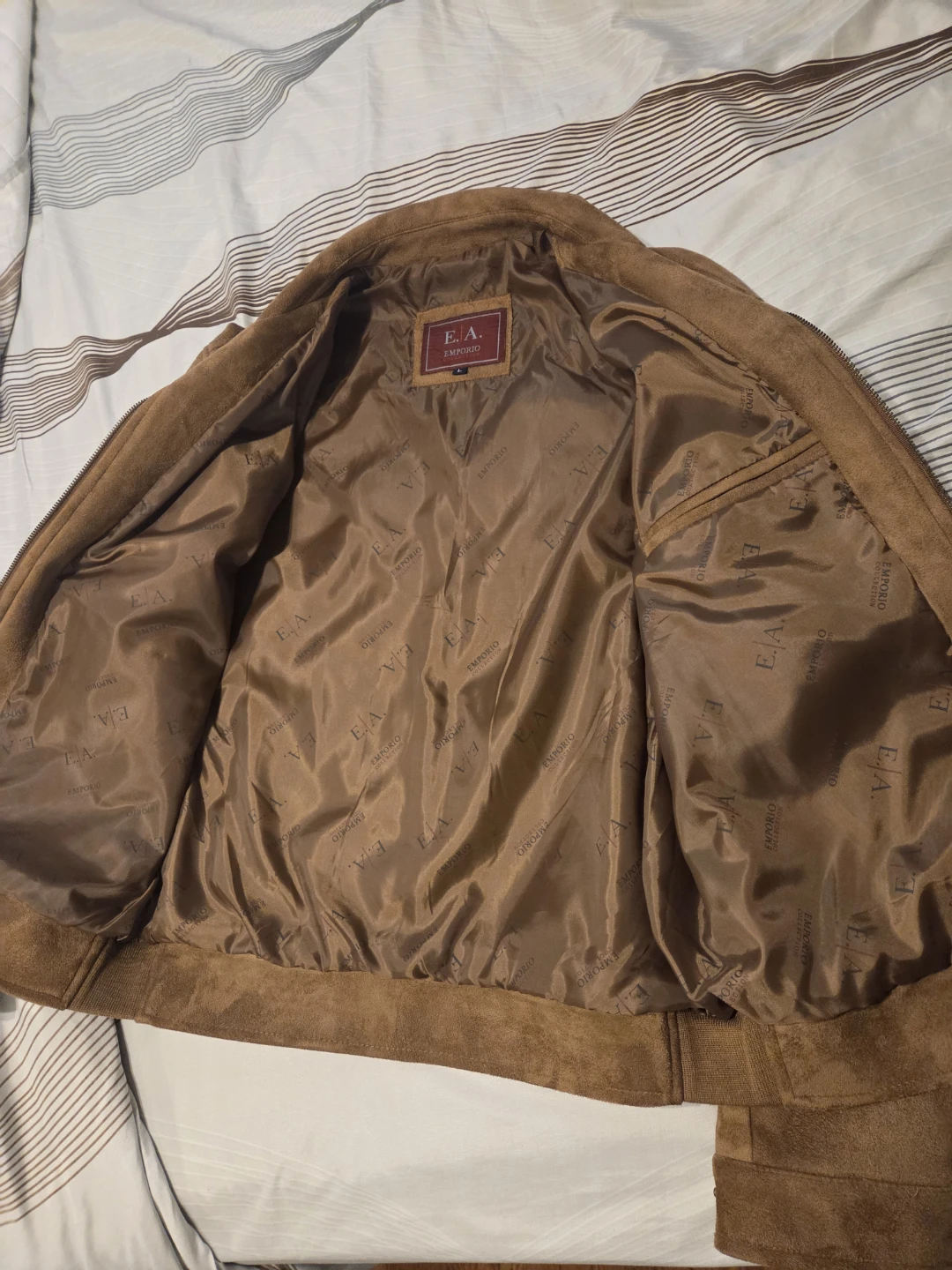 E.A. Emporio Suede-Style Jacket, Brown, Size Large - photo 3