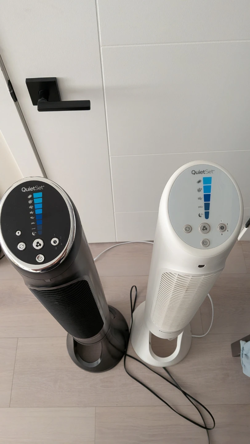 Two Honeywell QuietSet Tower Fans 8 speed and 5 speed