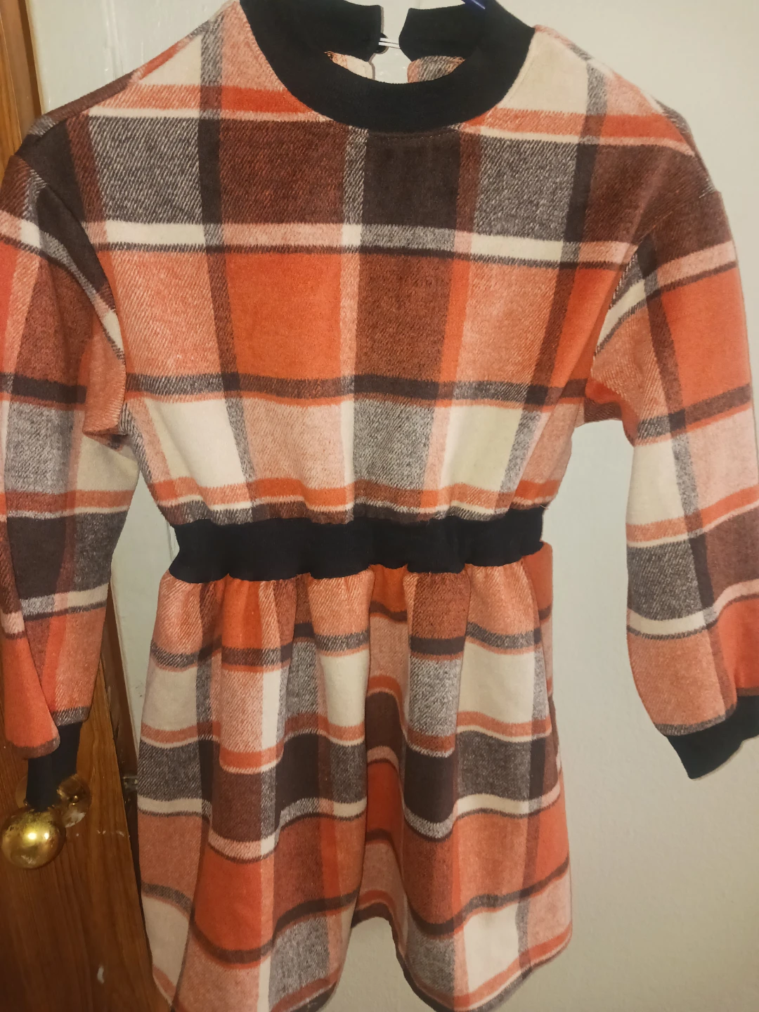 🏈 new  Orange Plaid Dress