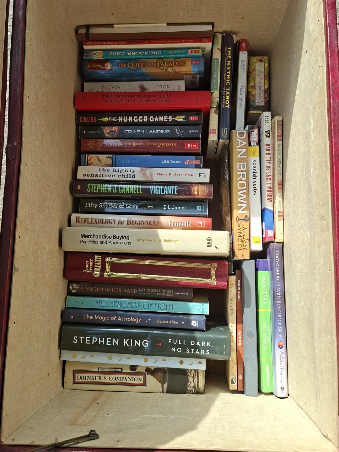 Assorted Books in Decorative Storage Trunk