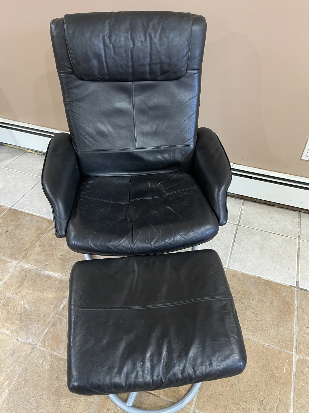 IKEA Malung Leather Armchair and Ottoman