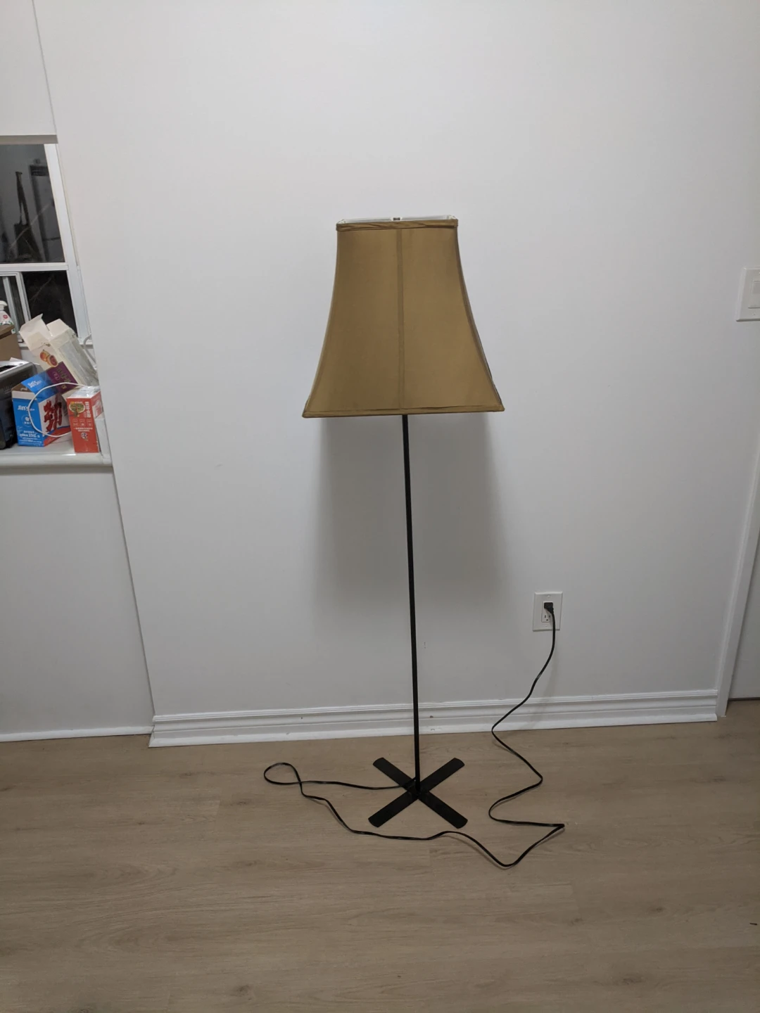 Minimalist floor lamp with tan shade - photo 2