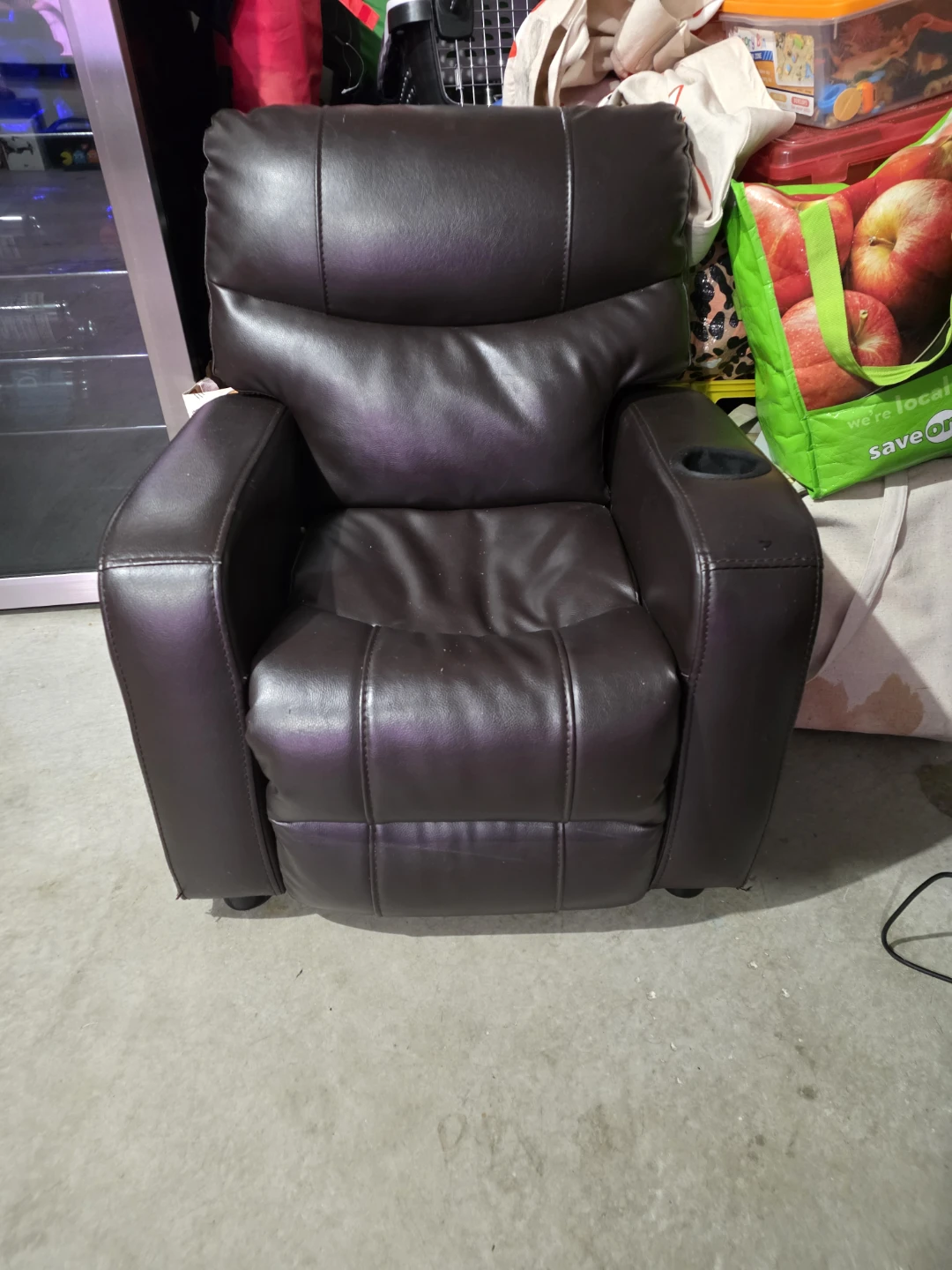 Brown Faux Leather Recliner Chair kids size