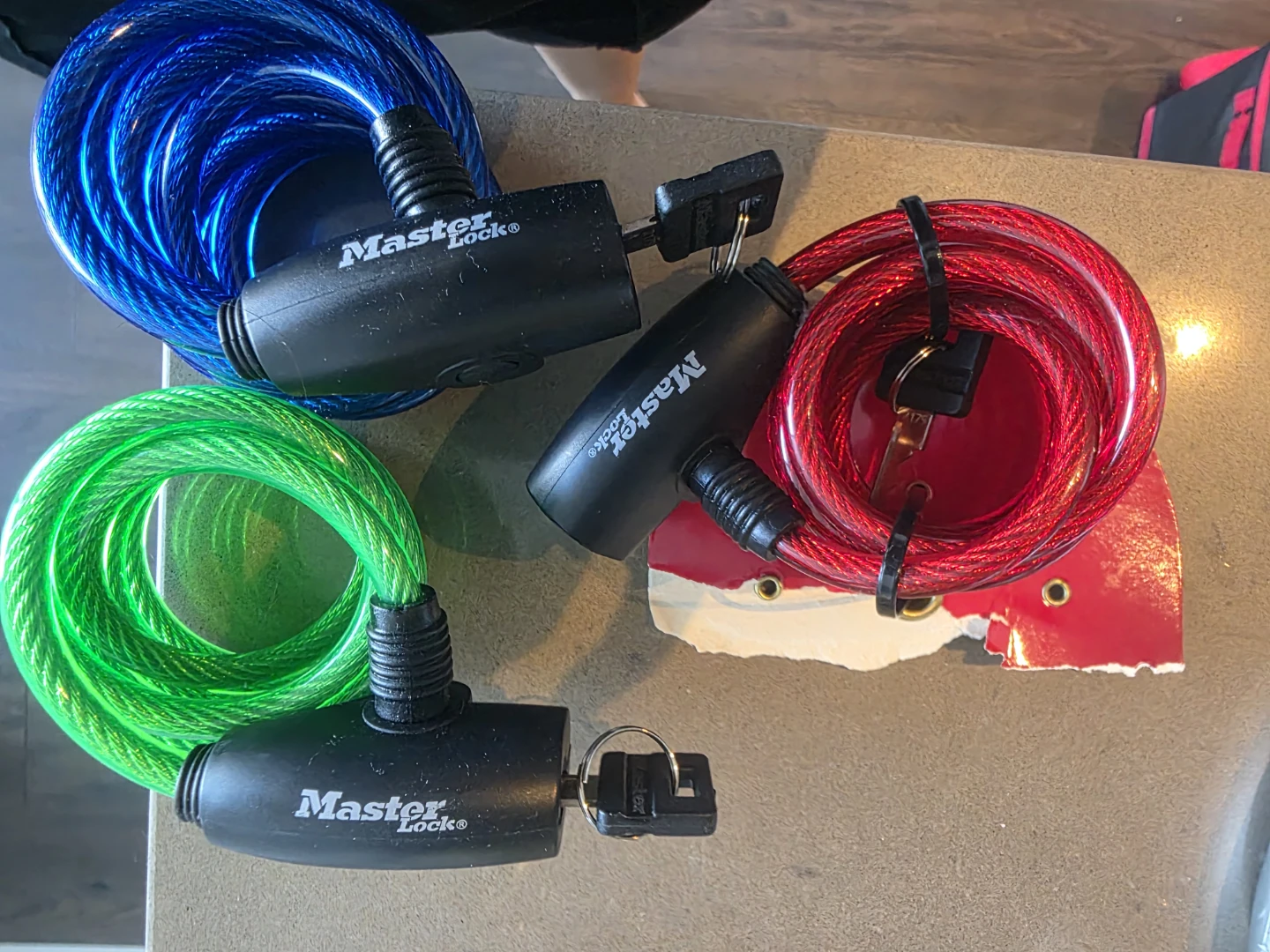 3 Master Lock Keyed Cable Locks - photo 2