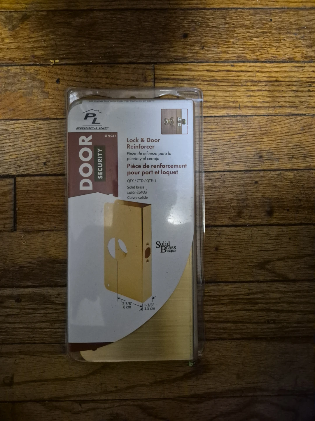 Prime-Line Lock & Door Reinforcer - Solid Brass