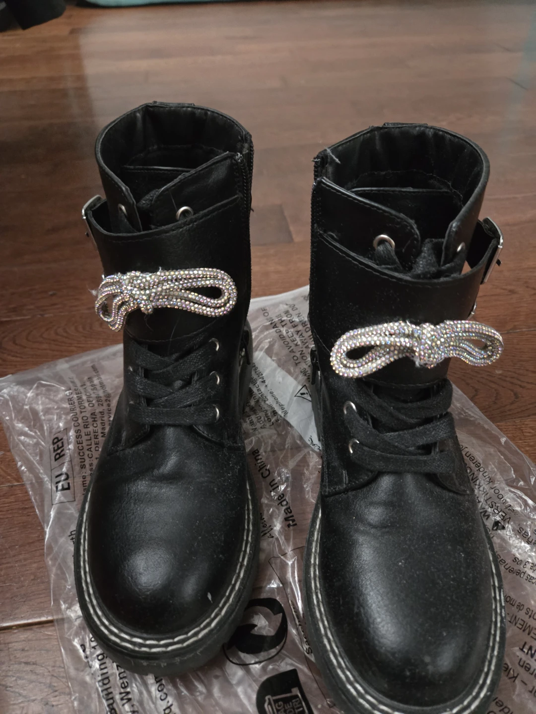 BCBG girls Black Faux Leather Combat Boot