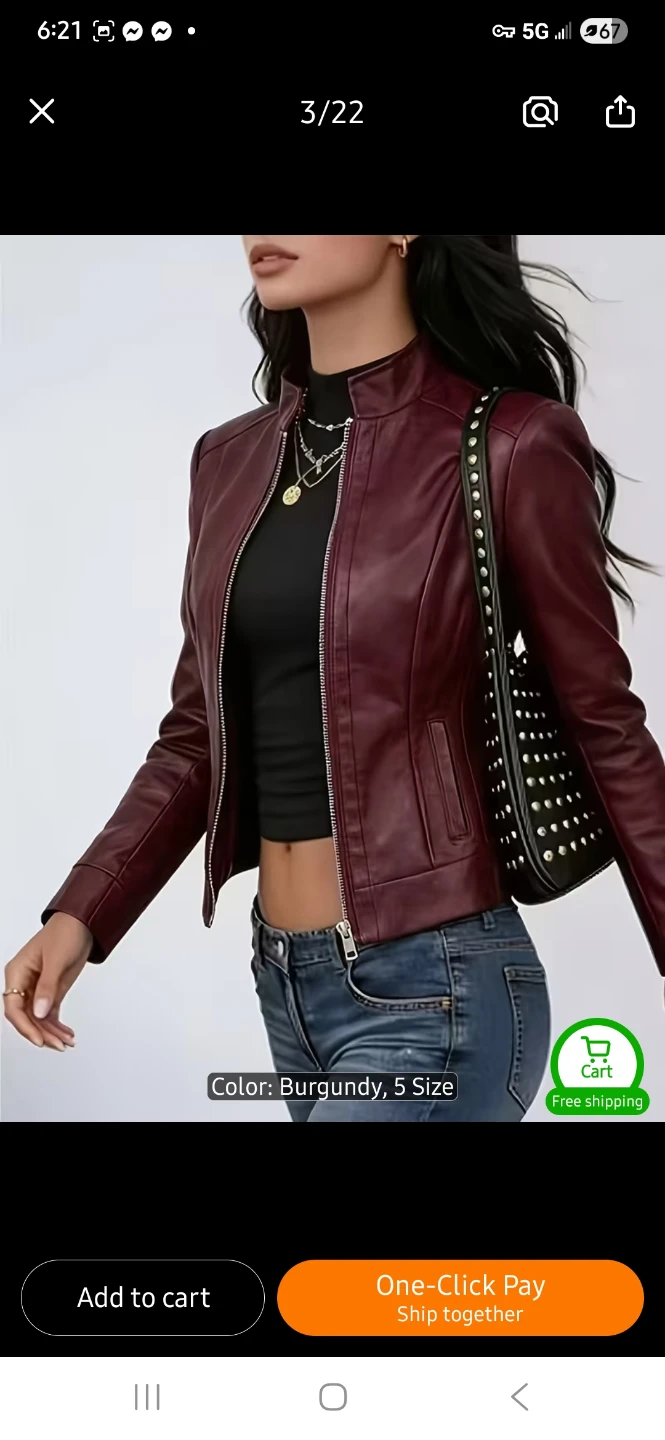 NEW Burgundy Faux Leather Jacket - photo 4
