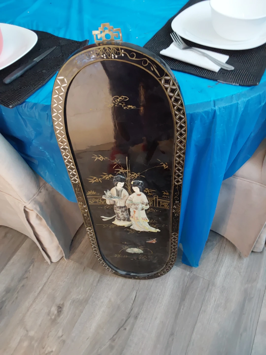 Vintage Asian Lacquer Wall Plaque
