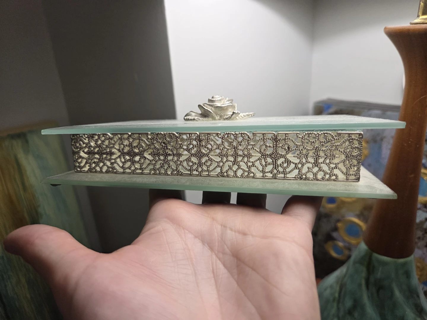 Studio Silversmiths Glass Mirror Trinket Box