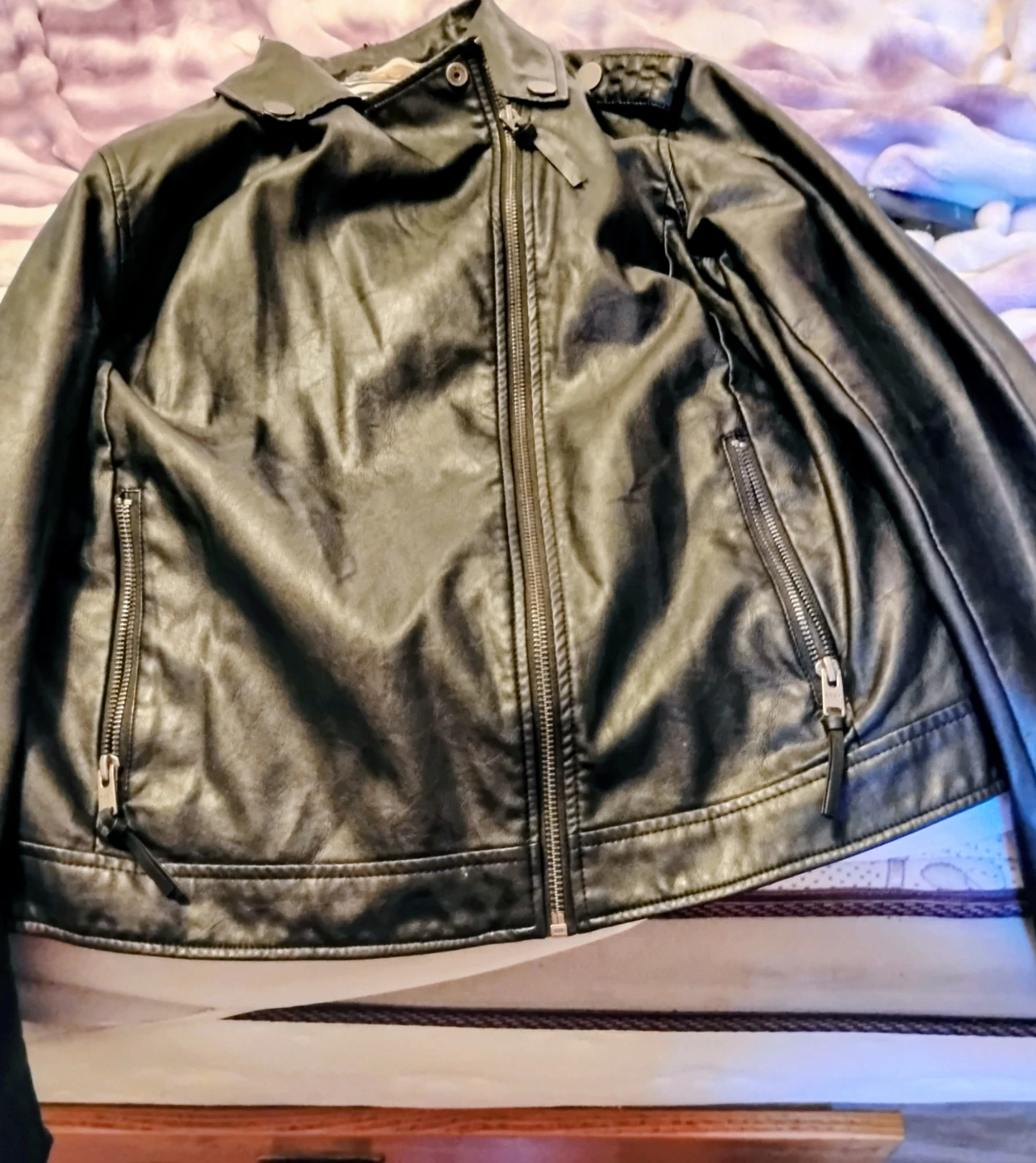 Roxy black faux leather motorcycle jacket - photo 2