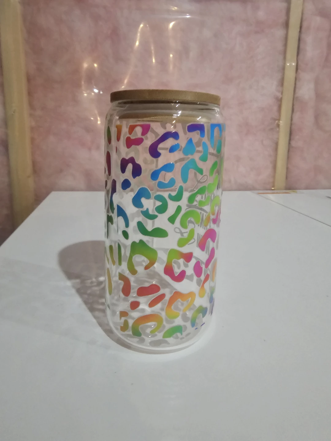 Rainbow Leopard Print Glass Cup - photo 2