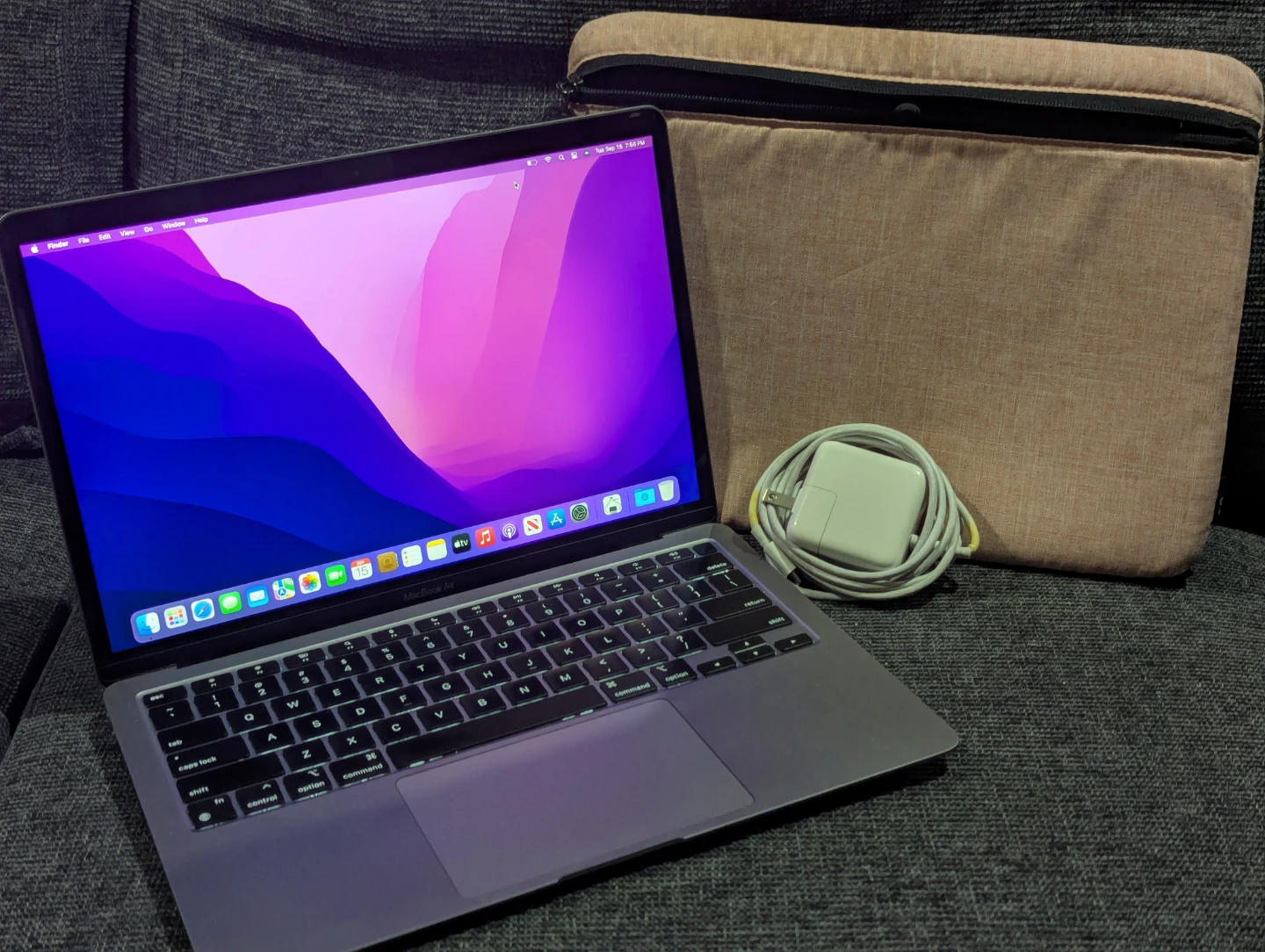 Apple MacBook Air (M1, 2020) 13-inch Laptop plus cover & charger