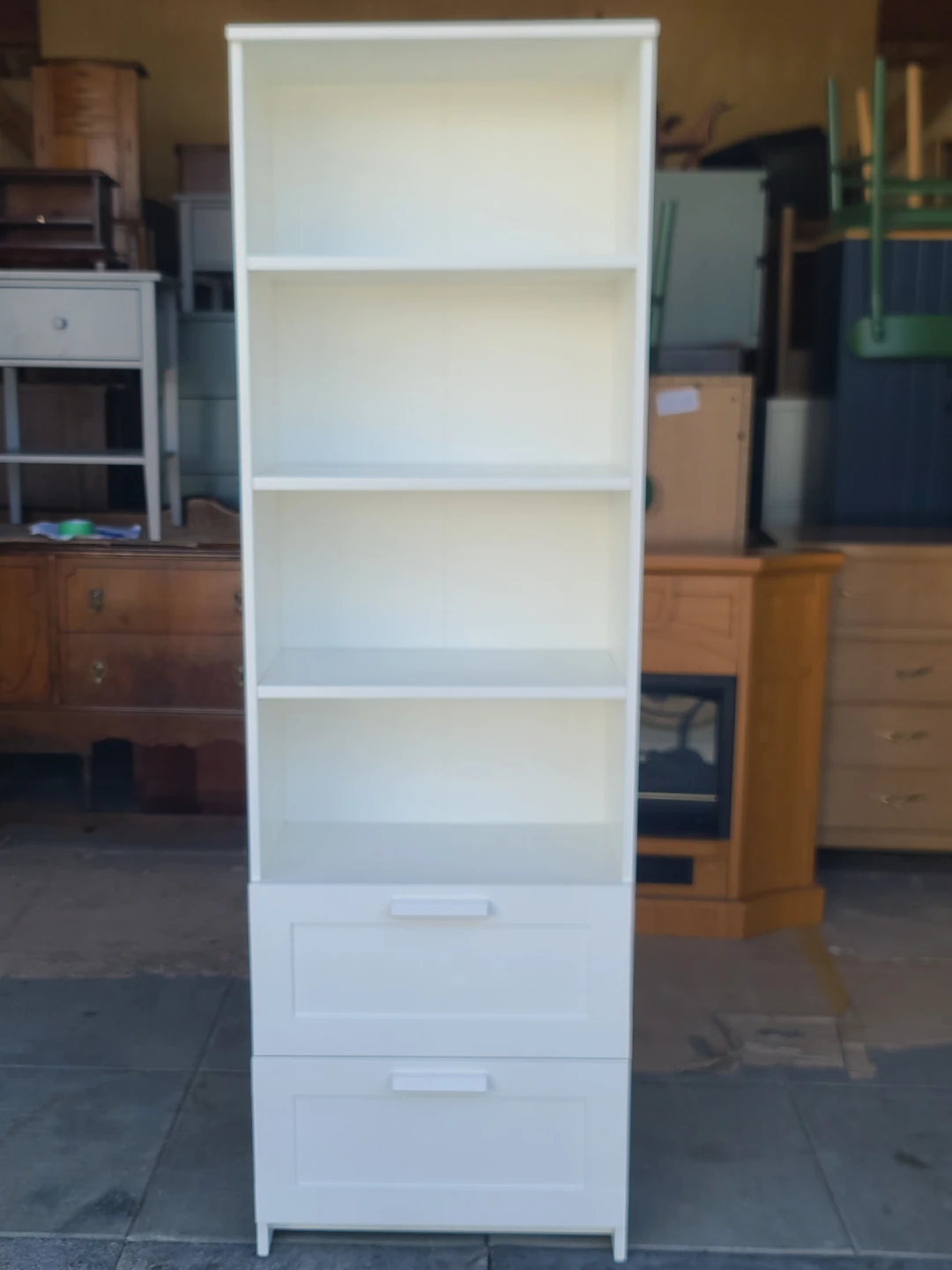 White Bookcase with Two Drawers