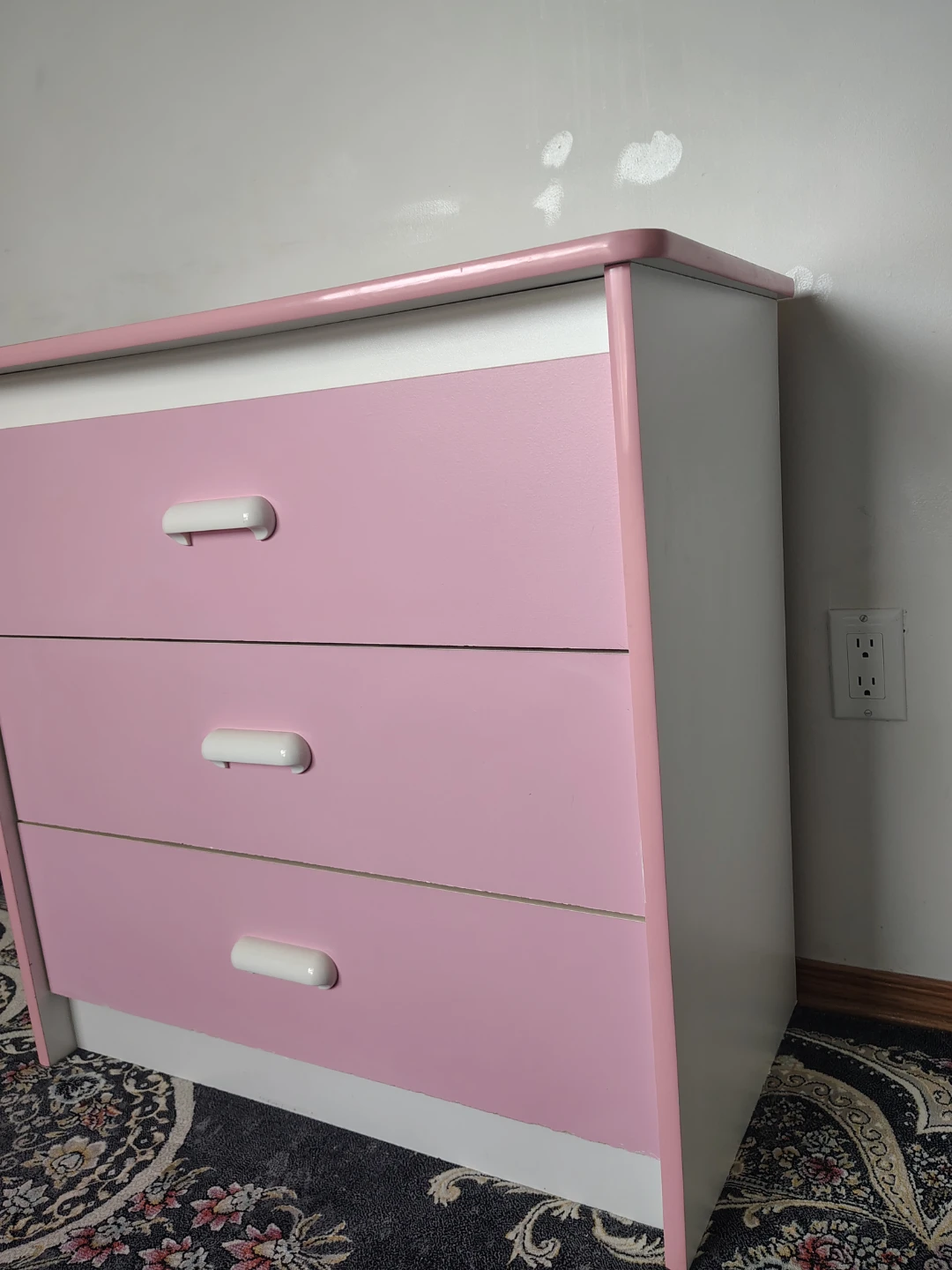 Pink and White Three-Drawer Dresser - photo 2