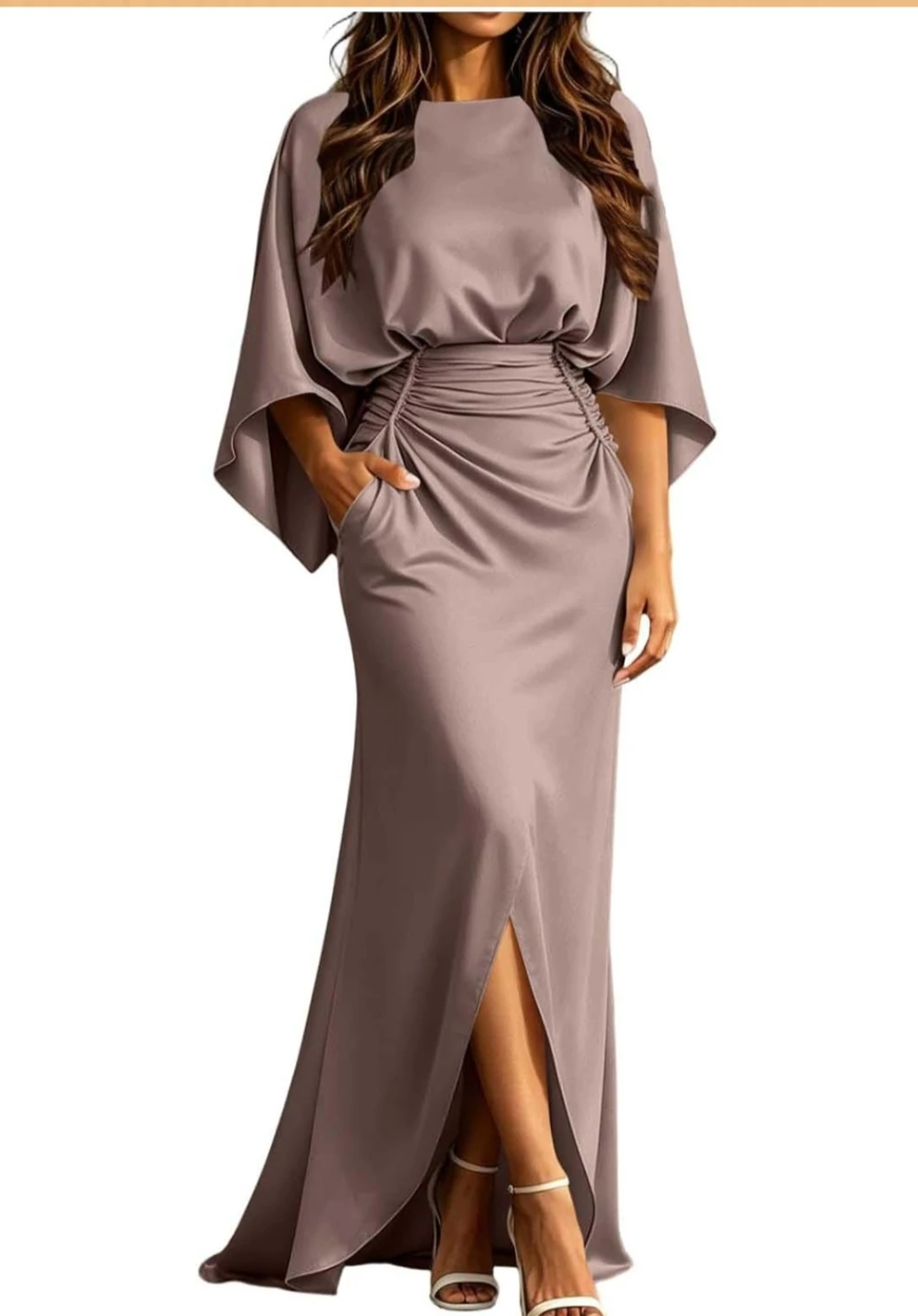 Mauve Satin Maxi Dress - photo 2
