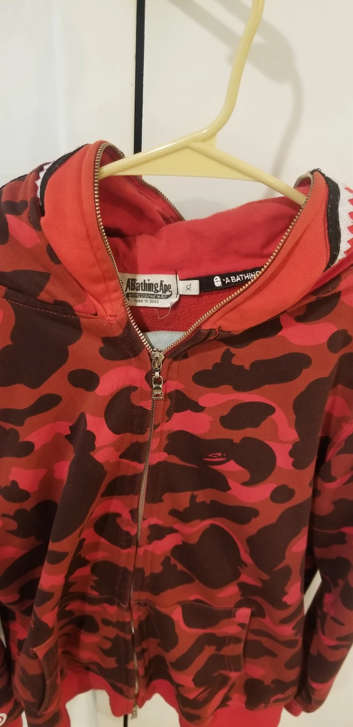 A Bathing Ape Red Camo Shark Full-Zip Hoodie - photo 3