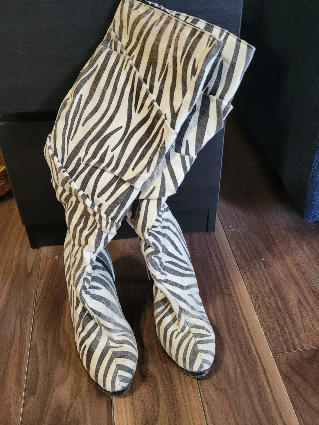 Zebra Print Knee High Heeled Boots - photo 2
