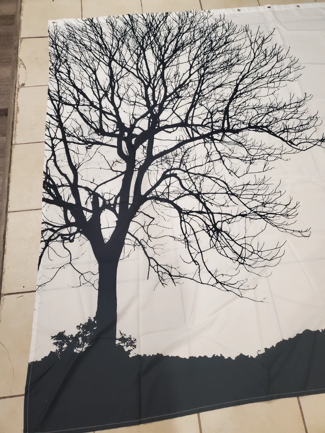 Black and white tree pattern shower curtain - photo 3